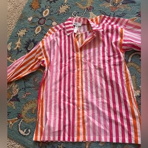 BeachRiot Alexa orange and pink stripe cover up shirt